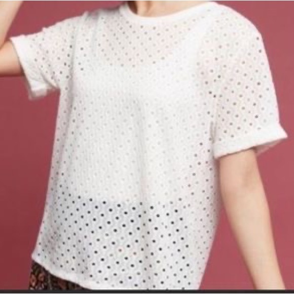 Anthropologie Tops - NWT Anthropologie Postage Stamp White Top | Size L
